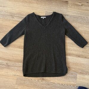 Neiman Marcus Dark Gray V-Neck Sweater